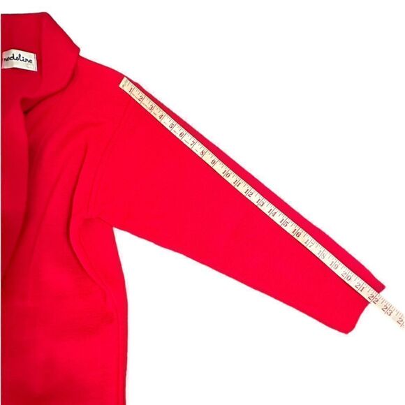 Vintage 70s Lanerossi Red Edge to edge knitted long line jacket cardigan Large - Picture 7 of 12